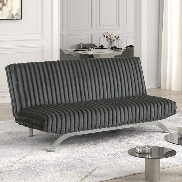 Villeneuve Sofá Cama Futón Negro, Rosa y Gris