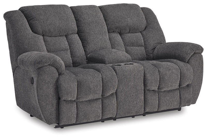 Sofá biplaza reclinable Foreside con consola