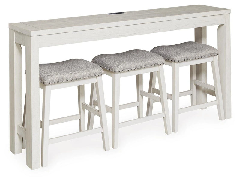 Juego de mesa de comedor Robbinsdale de altura de mostrador y 3 taburetes de bar