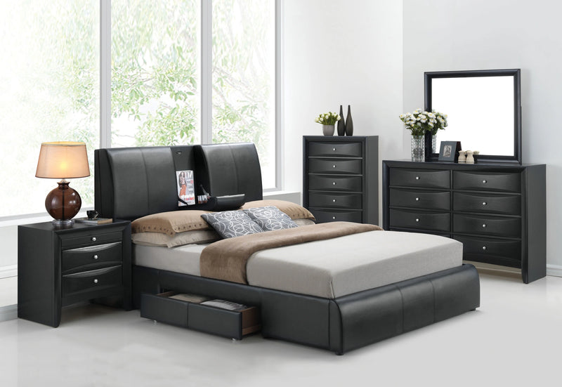 Cama Kofi King oriental de PU negro