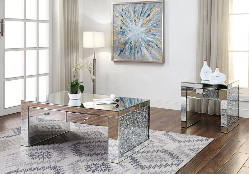 Mesa de centro Noralie con espejos y diamantes de imitación