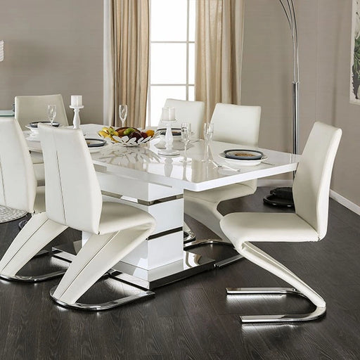Mesa de comedor Midvale blanca/cromada