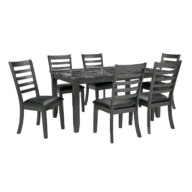 Juego de comedor Adia de 7 piezas, gris y marrón