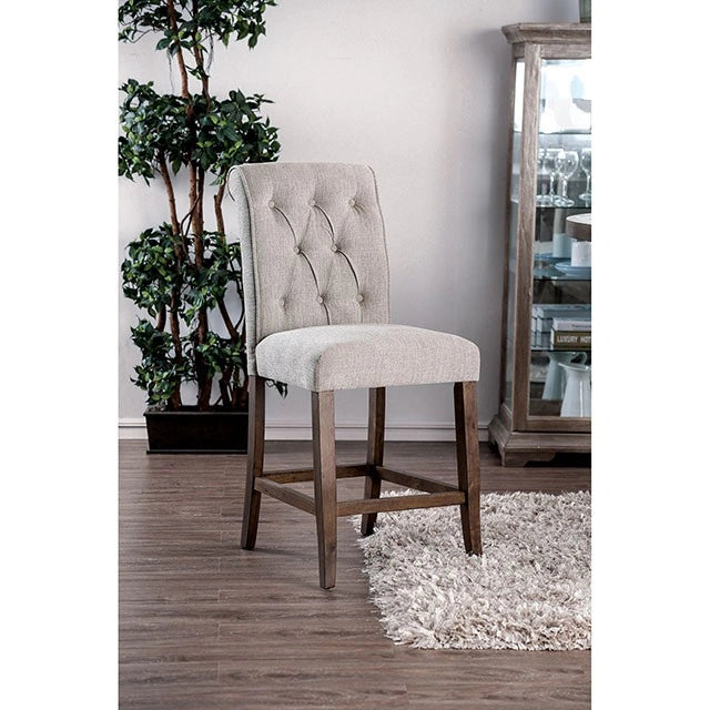 Sania III Silla de Altura de Mostrador Beige/Roble Rústico (2/Caja)