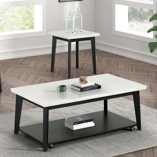 Mesa de centro rectangular de mármol Thisted con ruedas