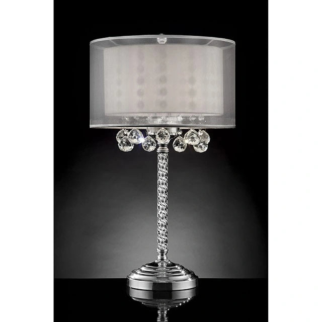 Lámpara de mesa de 30" de alto, cristal colgante