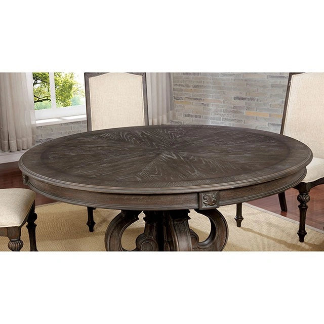 Mesa de comedor redonda Arcadia rústica en tono natural