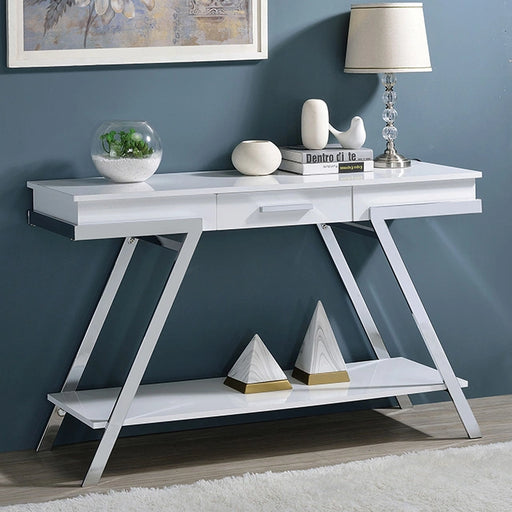 Mesa de sofá TITUS, blanco/cromado