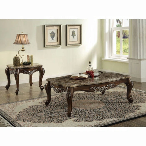 Mesa de centro Latisha Marble y roble antiguo