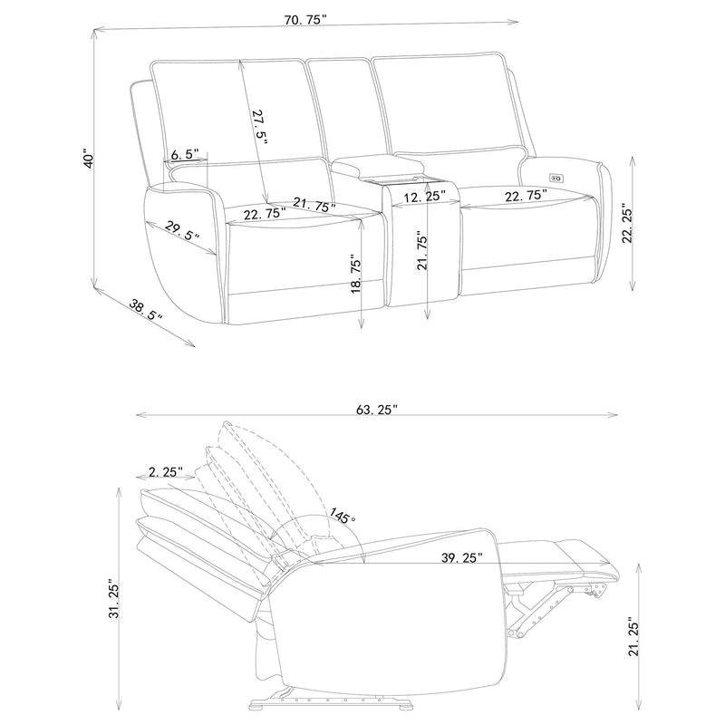 Juego de sofá reclinable eléctrico Sylmar
