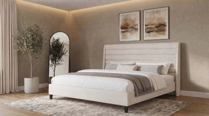 Leslie Upholstered Wingback Platform Bed