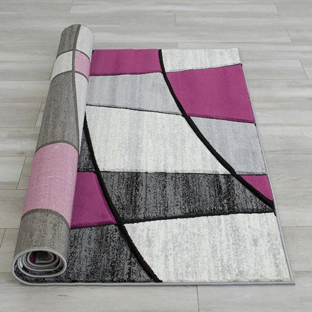 Alfombra de área Niksar gris/púrpura de 5' x 7'