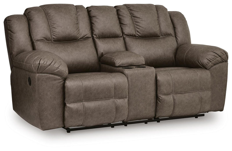 Sofá de dos plazas reclinable Lowilla con consola
