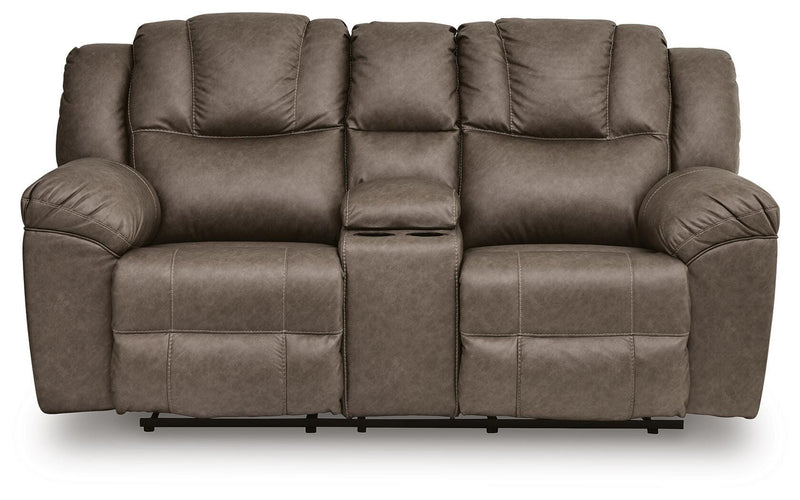 Sofá de dos plazas reclinable Lowilla con consola