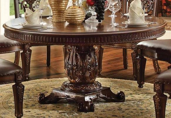 Mesa de comedor redonda con pedestal individual Vendome de Acme con tablero de 60" de diámetro en cerezo 62015