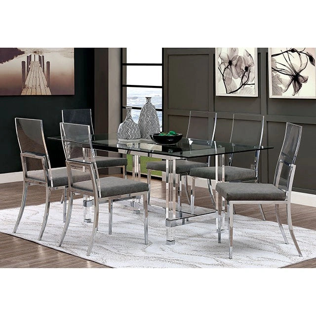 Juego de comedor Casper de 7 piezas, cromo