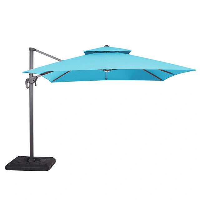Sombrilla cuadrada Hero de 10 pies con doble techo + base grande de 37"