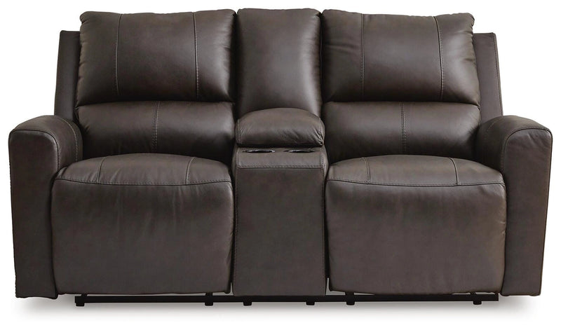 Sofá de dos plazas reclinable eléctrico Boxmere con consola