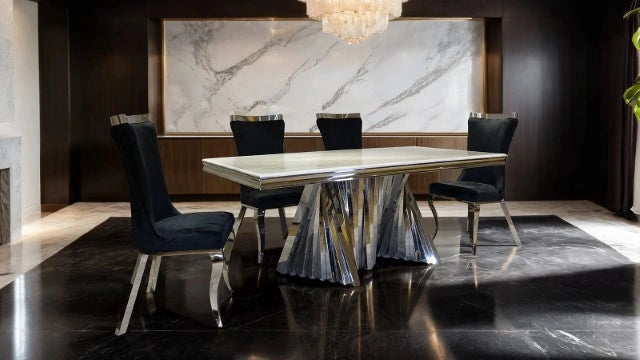 Juego de Comedor Basilicata de 7 Piezas Oro y Plata
