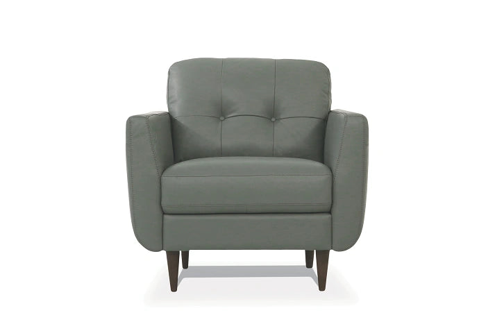 Sillón de cuero verde Radwan Pesto
