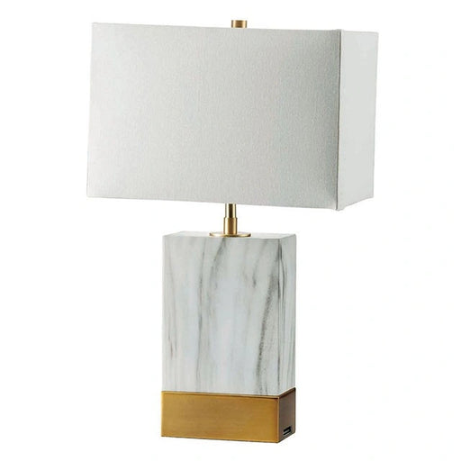 Lámpara de mesa Faith de mármol blanco/dorado de 50,8 cm de alto