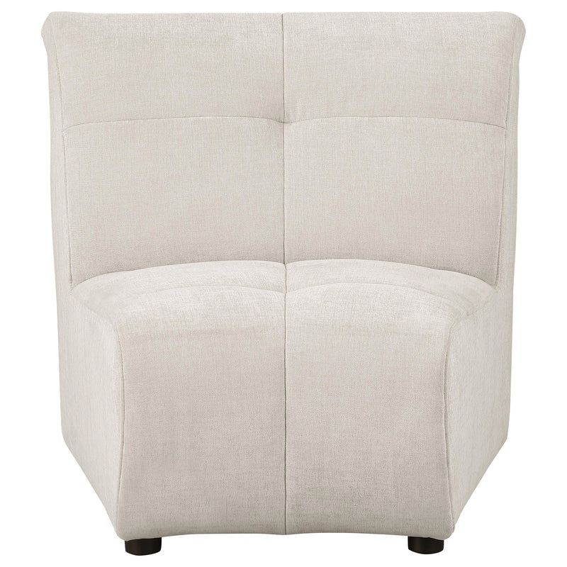 Sillón Charlotte sin brazos curvado tapizado, color marfil