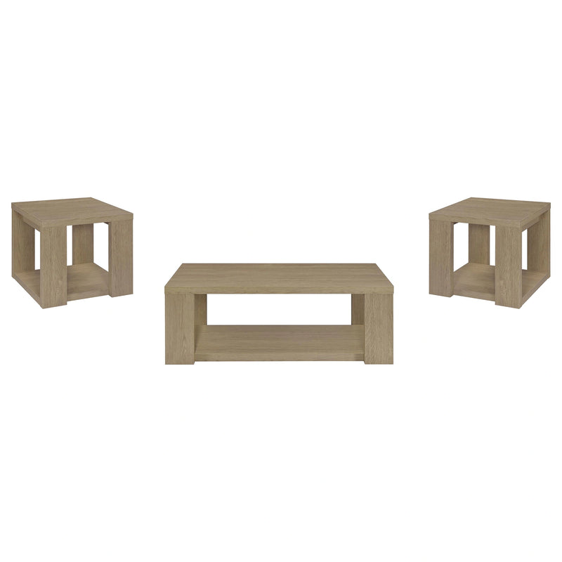 Pavone Open-Shelf Coffee and End Table Set - Latte 3-Piece Set