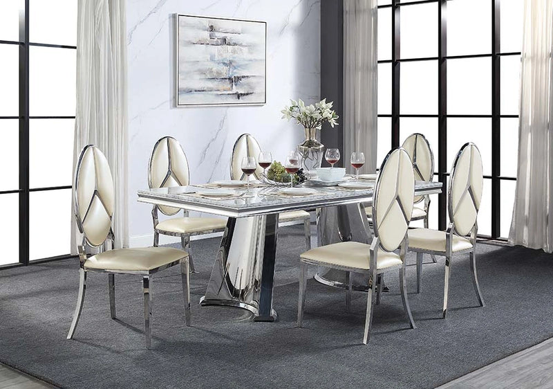 Dining Table w/Marble Top & Pedestal Base