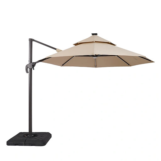 Fera Sombrilla Redonda de 10 Pies con Bombilla LED + Base Grande de 37 Pulgadas