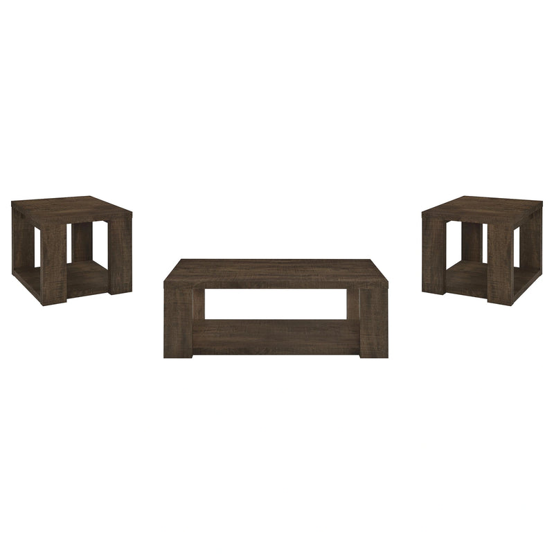 Pavone Open-Shelf Coffee and End Table Set - Dark Rustic Mango 3-Piece Set