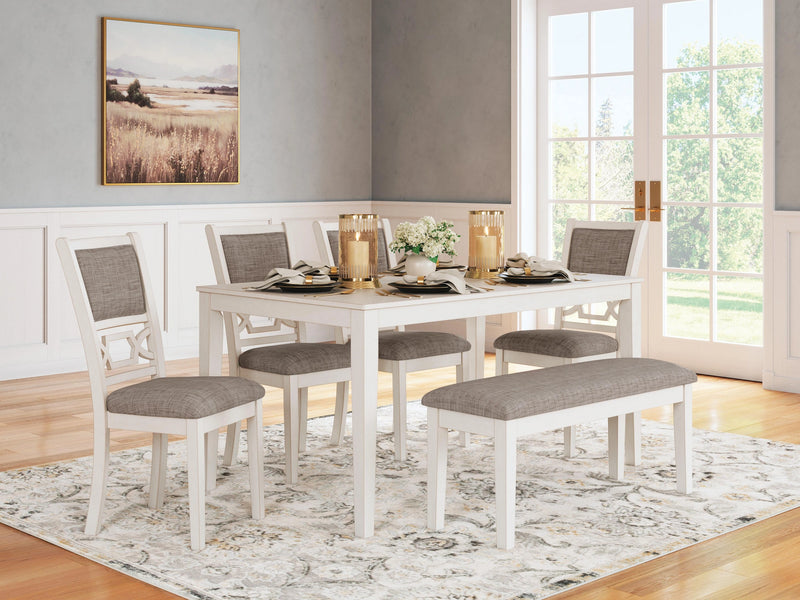 Mesa de comedor Erinberg con 4 sillas y banco (juego de 6 piezas)