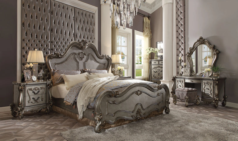 Cama Queen Versalles Platino Antiguo