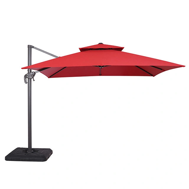 Sombrilla cuadrada Hero de 10 pies con doble techo + base grande de 37"