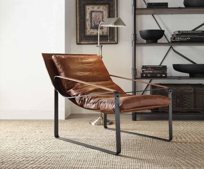 Sillón decorativo de cuero plena flor Quoba Cocoa