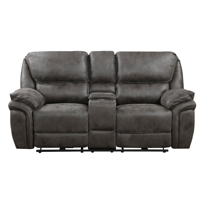 8517GRY-2PW - Sofá biplaza reclinable eléctrico doble con consola central