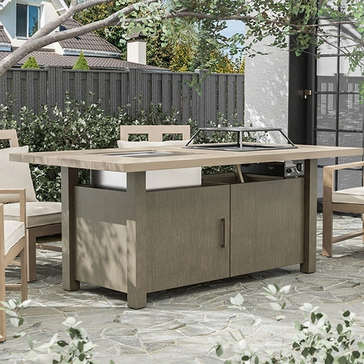Mesa de comedor Burdeos con brasero y nevera