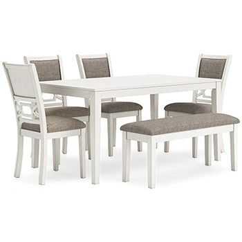 Mesa de comedor Erinberg con 4 sillas y banco (juego de 6 piezas)