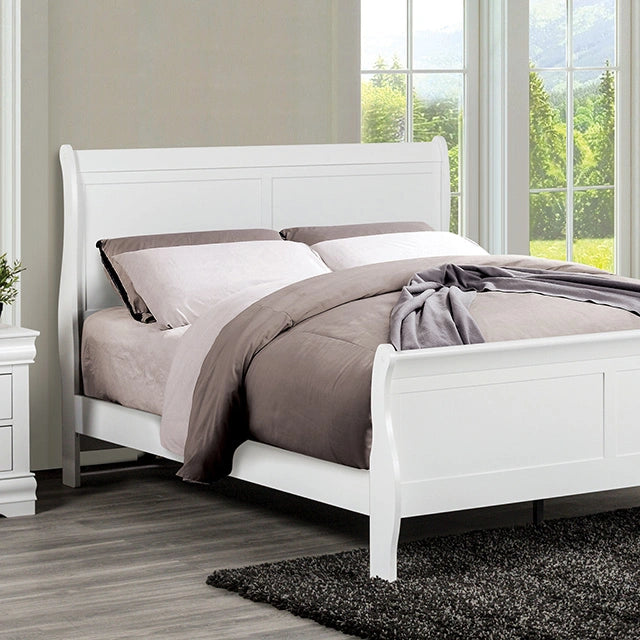 Cama Louis Philippe Matrimonial, Individual, Matrimonial y King Negra, Gris, Marrón y Blanca