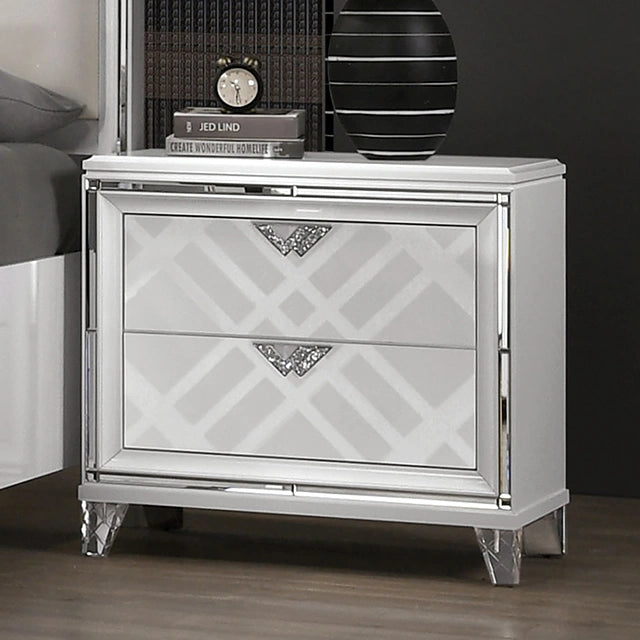Mesa de Noche EMMELINE con USB, Blanca