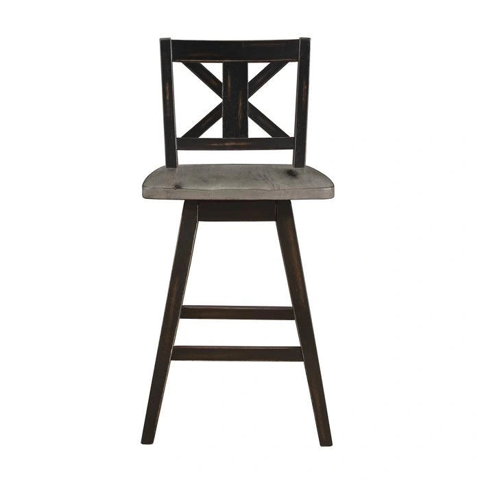 كرسي Amsonia Swivel Counter Height باللونين الرمادي والأسود (مجموعة من 2)