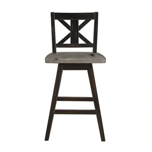 Amsonia Swivel Counter Height Chair in Gray and Black (Set of 2)