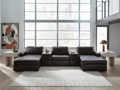 Sofá modular doble chaise Modmax II con consolas de audio