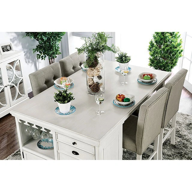 Mesa de altura de mostrador Sutton blanco antiguo