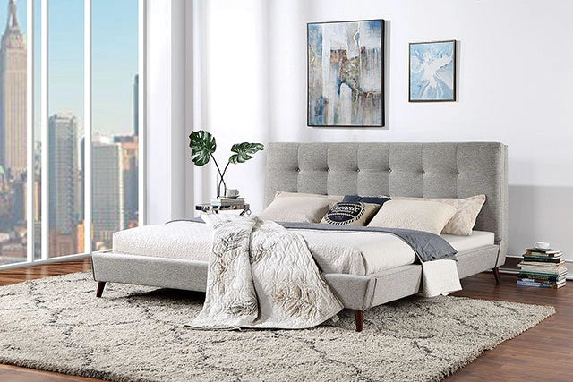Cama LEOMIN California King, King, Matrimonial y Queen, Gris