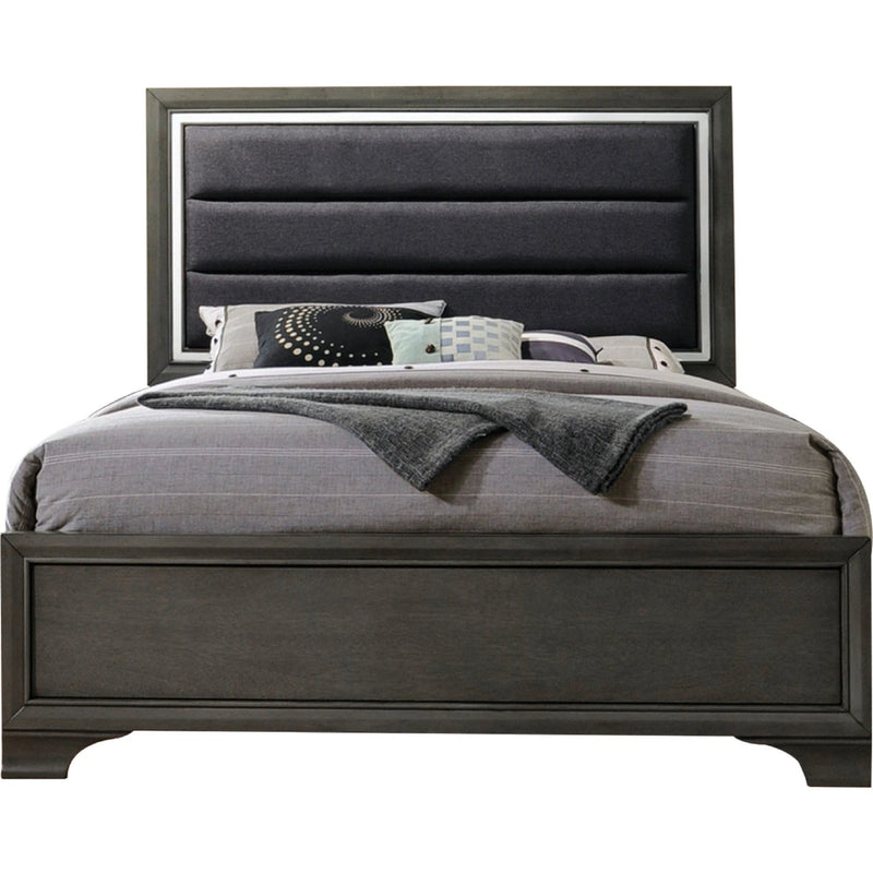 Cama Carine II Queen de Acme Furniture con panel en gris 26260Q