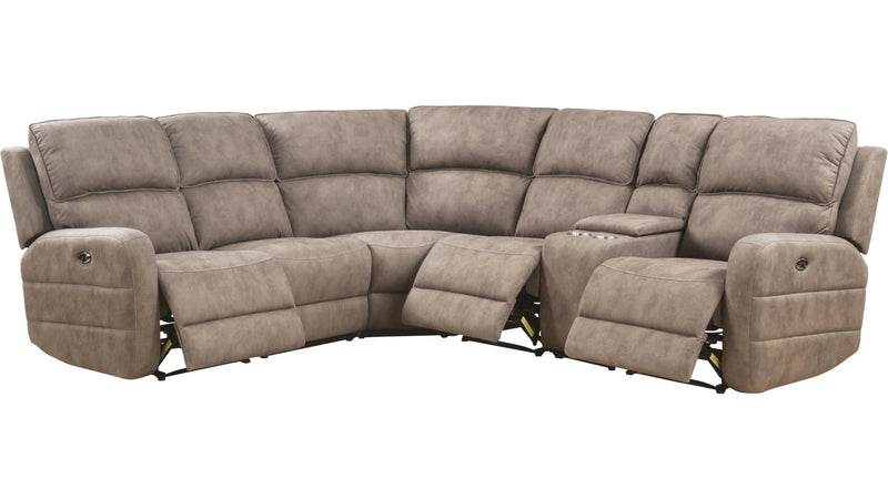 Sofá seccional Acme Olwen Power Motion en Nubuck Moka 54590