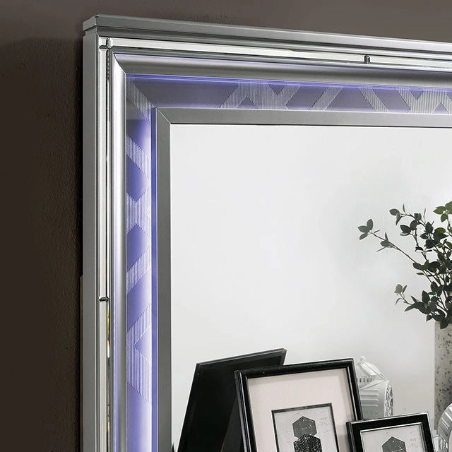 Juego de dormitorio Queen Emmeline de 4 y 5 piezas, gris y blanco