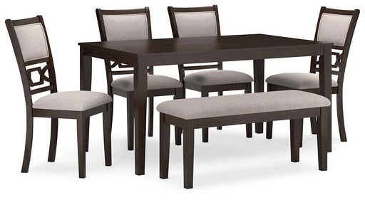 Mesa de comedor Langwest con 4 sillas y banco (juego de 6)