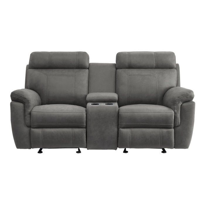 9301GRY-2 - Sofá biplaza reclinable doble con consola central