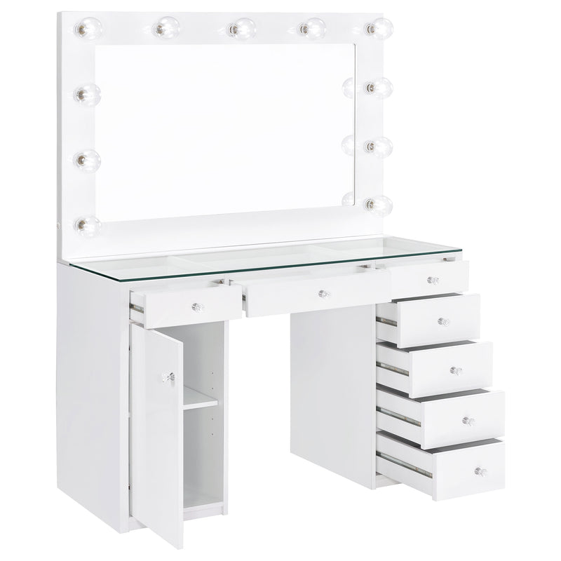 Tocador de maquillaje Acena con espejo LED